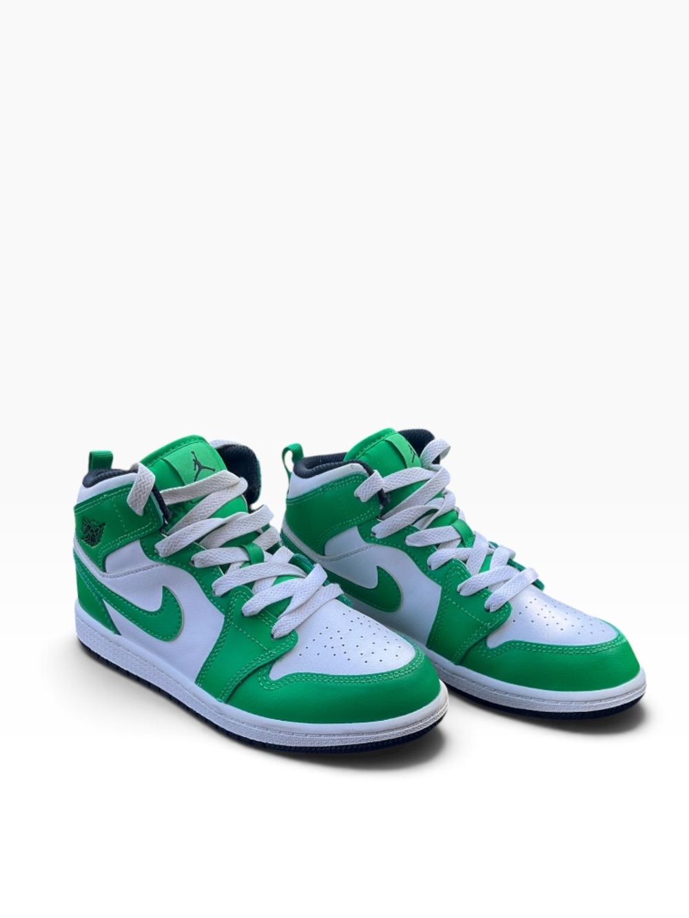 Nike Air Jordan 1 Mid Lucky Green White Kids Shoes size 1y